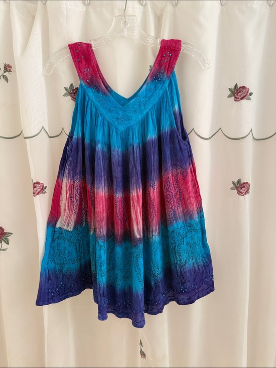 Charlie Paige Tops - Charlie Paige Multicolor Tie-Dye V-Neck Camisole - Blue, Purple & Pink